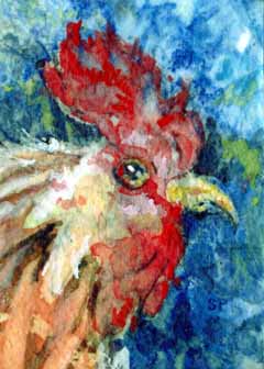 "Rooster" by Sally Probasco, Madison WI - Mixed media, SOLD